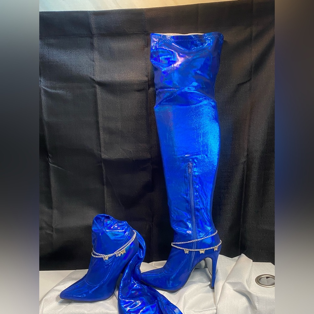Blue Women's High Heel Boots